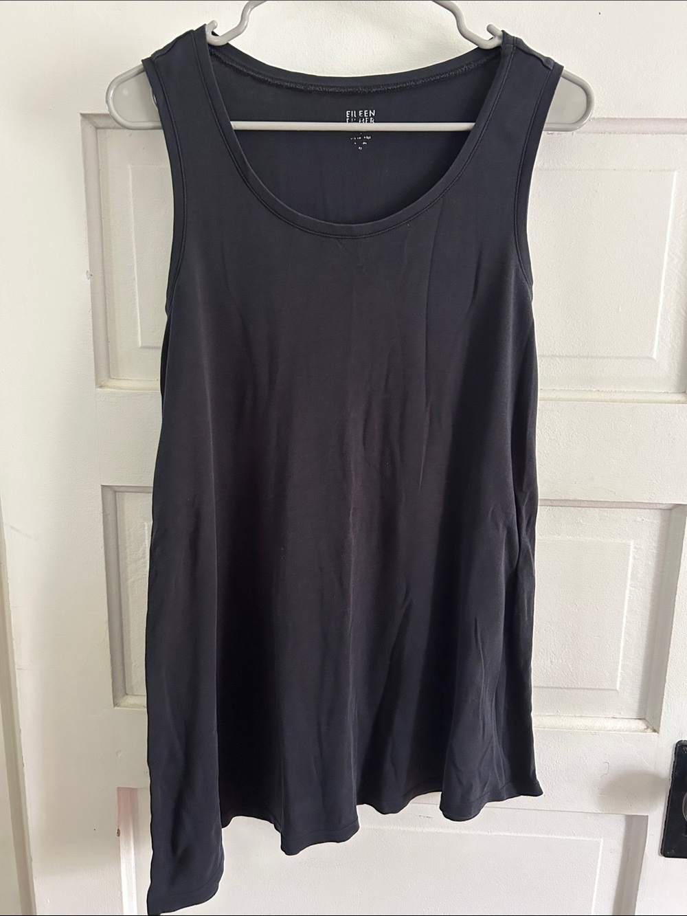 Eileen Fisher Black Scoop Neck A-Line Asymmetrical Tank Sleepwear XS